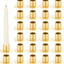 24 Pcs Golden Taper Candle Holders Bulk for 0.98 in Pillar Candles Wedding Metal Short Candlestick Holder Gold Centerpieces Decoration for Wedding Anniversary Dinner Party
