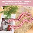 2 Pcs Scrunchie Lanyard Teacher for ID Badges Keys with 4 Card Holders, Stretchy Cute Scrunchie Lanyards for Work School Daily Use, Christmas & New Year Gift Set for Women Teachers