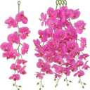 Light Purple Orchid Artificial Flowers,4PCS Real Touch Fake Hanging Flowers Faux Phalaenopsis Orchids Plants for Wedding Party Wall Garden Outdoor Home Decor (Light Purple)