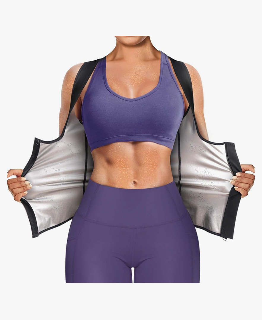 Junlan Sauna Suit for Women Waist Trainer Vest for Women Sweat Tank Top Shaper for Women with Zipper, XL
