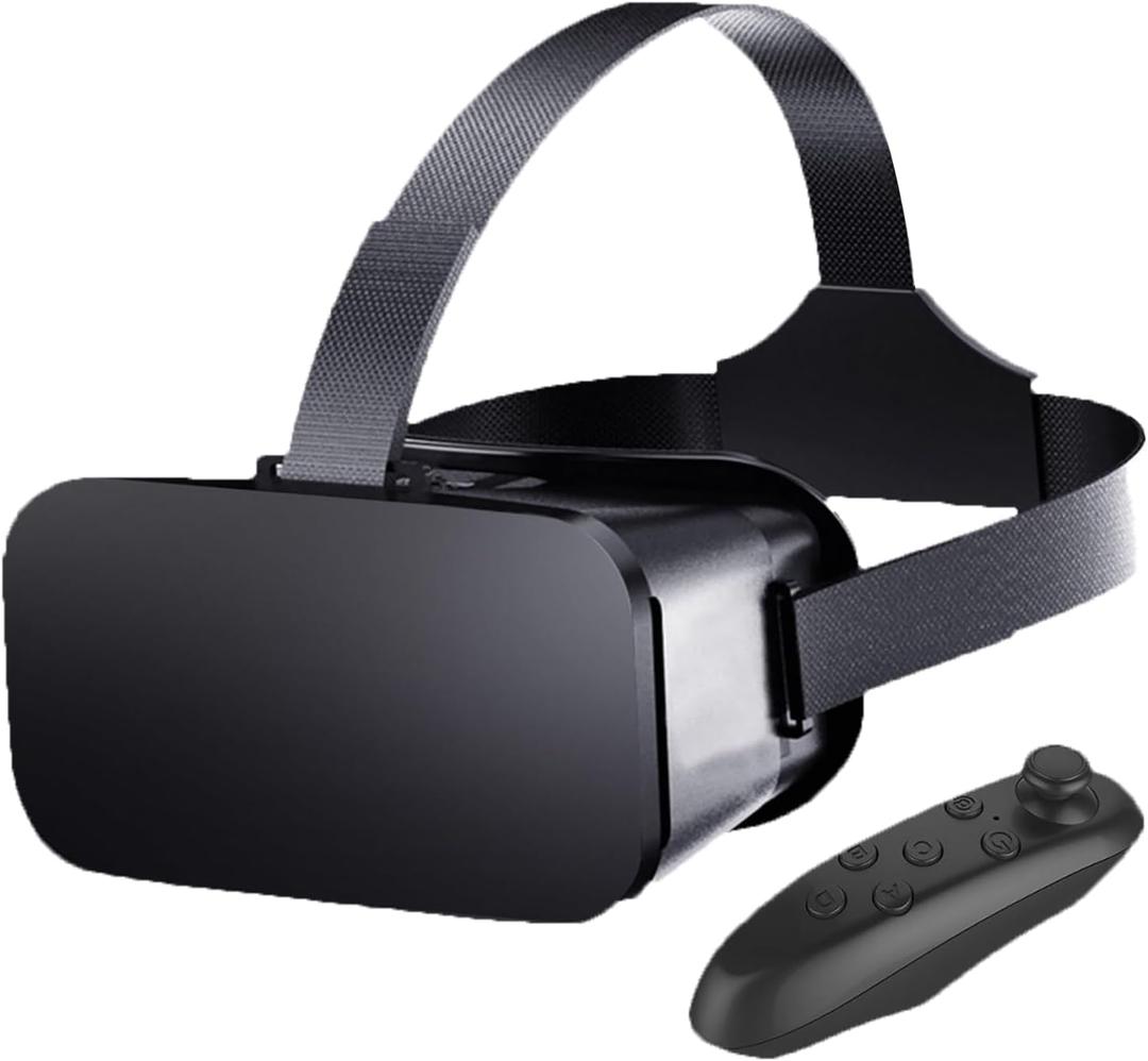 VR Headset for Phone with Controller, Anti-Blue Lens PD & Fl Adjustable Virtual Reality Goggles Set for Kids and Adults, Compatible with iPhone 16/15/14/13/12 Samsung Android 4.5-6.7" (Black)