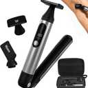 Back Shaver for Men, LED Display Electric Groin Hair Trimmer, Safety Lock, IPX7 Waterproof Wet/Dry Clippers, Rechargeable with Long Handle, Multi-Functional Back Trimmer for Men(Stone Black)