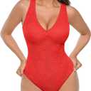 FeelinGirl Shapewear Bodysuit for Women Lace Body Suit Body Shaper Thong V Neck