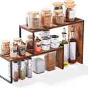 Kitchen Countertop Organizer, Spice Rack Cabinet Organizer Shelf Stackable Counter Corner Shelves Organization and Storage for Pantry, Counter top, Coffee Station Wood Rustic Brown