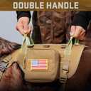 Forestpaw Tactical Dog Harness for Large Dogs,Tactical Dog Collar with Bungee Leash Set,No Pull Military Dog Harness for Walking Training,Adjustable for Medium Large Dogs,Khaki,Chest 19.5-41.5"