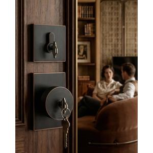 Haidms Oil Rubbed Bronze Door Knob with Deadbolt, Zinc Alloy Bronze Keyed Alike Exterior Door Lock Set, Heavy Duty Front Door Knob and Deadbolt Set with Lock and Key, Reversible (1 Pack)
