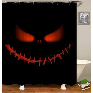 Shower Curtains Set, Red and Black Halloween Pumpkin Little Devil, Designer Print Polyester Decorative Cloth, Bathroom Curtains with 12 Hooks(72x72 Inch)(WJ1170)