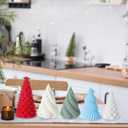 Leinuosen 5 Pcs Decorative Christmas Tree Table Top Decor Cement Christmas Tree Statue 6inch 5inch 4inch Minimalist Handmade Xmas Trees Tabletop Decoration for Xmas Holiday Table Decor, Five Color