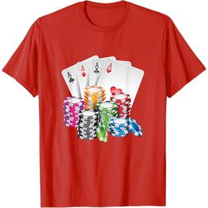 Poker Gambling Card Chips Casino Poker Holdem T-Shirt, Medium