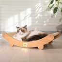 Sisal Cat Scratcher Bed for Indoor Cats Hammock for Scratching Pad Cat Chair Nartural Sisal Scratch Post for Large Cats Scratcher Lounge, Wooden Cat Furniture(Standard Edition)