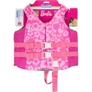 SwimWays Barbie Swim Trainer Life Jacket, US Coast Guard Approved Life Vest Kids Swim Vest, Pool Floats & Life Jackets for Kids 33-55 lbs