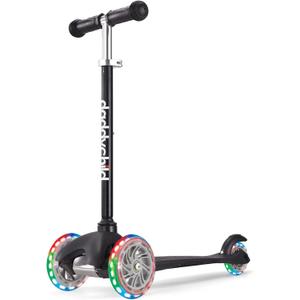 3-Wheel Kick Scooter for Kids Ages 3-8 Lean-to-Steer Toddler Scooter with Extra Wide Light Up Wheels, 4 Adjustable Heights, Foldable Scooters for Boys & Girls, Max Weight 110lbs