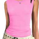 Zeagoo Women's Slim Fit Sleeveless Tank Tops Going Out Crop Tops Crew Neck Sexy Basic Tee Y2k Tank Top Hot Pink, Medium