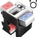 Eicaus Automatic Card Shuffler 1-4 Deck - Rechargeable 2500mAh Electric Card Shuffling Machine for Seniors & Family Game Night - Portable & Fast Shuffler for UNO, Poker, Blackjack, Phase 10 & Skip-Bo (Black and White)