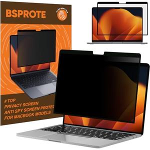 BSPROTE Removable Privacy Screen for Macbook Pro 13 Inch (2016-2022, M1, M2) & Macbook Air 13 Inch (2018-2021, M1 & Not for M2/M3/M4 Chip), Anti-Spy Blue Light Blocking Filter for Mac 13''