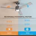 Ceiling Fan 52'' with Light: Modern Remote Control Fans Downrod Mounted - Quiet Reversible DC Motor - Light Memory Function for Outdoor Indoor