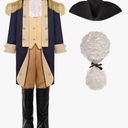 George Washington Costume for Boys Kids Colonial Alexander Hamilton Costume 10-12 Years XL