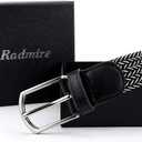 Braided Canvas Woven Elastic Stretch Belts for Men/Women/Junior with Multicolored (White, S)