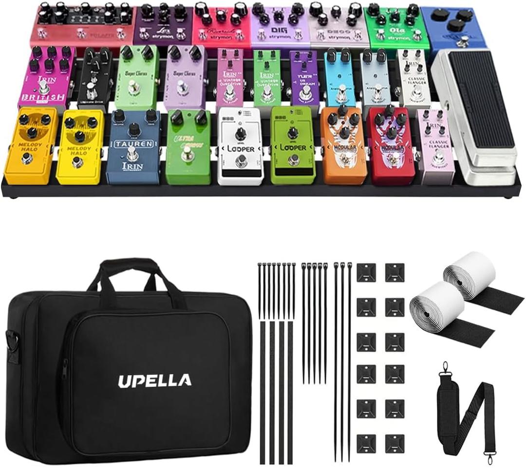 Guitar Pedal Board Aluminum Guitar Effect Pedal Board 28'' x 13.78'' Guitar Effects Pedalboard Accessories with Carrying Bag