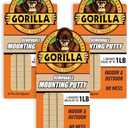 Gorilla Mounting Putty, Natural Tan Color, 84 Pre-Cut Squares (Pack of 3) - Non-Toxic Removable & Repositionable Wall Putty