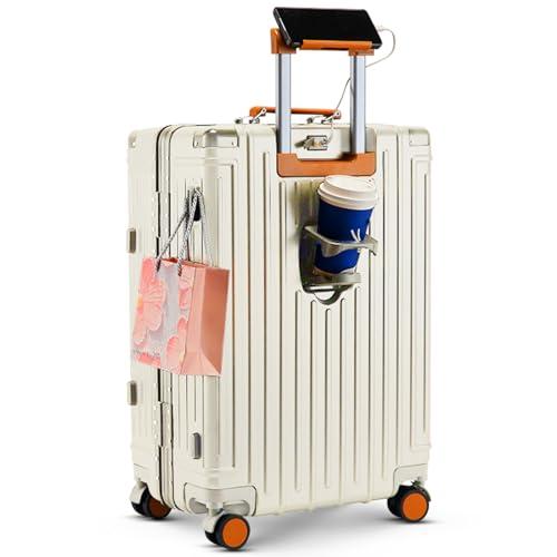 22 inch carry on luggage suitcase locks tsa approved Hardside Lightweight Suitcase with Cup Holder TSA Lock Carry On Luggage with USB Port Phone Holder suitcases with 360° 8 Double Spinner Wheels