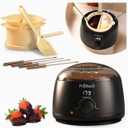 Chocolate Melting Pot, Electric Candy Melter with 2 Non-Stick Silicone Bowls, Digital Display for Real-Time Temperature Control, Fondue Warmer Set for Dipping Chocolate, Cheese, Candy & Cake Pop (Black)