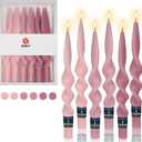 Pink Spiral Twist Candlesticks, 10-Inch Long Tapered Cute Sticks, Colorful Twisted Candles for Wedding, Home, Dinner Party, Women Gift, Pack of 6 (24D6P-PIKMIX)