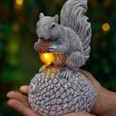 Solar Garden Statue  Hand-Painted Resin Squirrel on Pinecone with Glowing LED Acorn  Charming Yard, Patio & Balcony Decor  Gift for Mom, Grandma & Garden Lovers