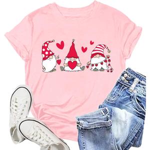 Valentines Shirts for Women Funny Hearts T-Shirt Happy Valentine's Day Tee Tops (XX-Large, Pink1)