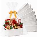 10 Pack White Woven Gift Baskets with Gift Bags and Ribbons, 12"x8"x5"