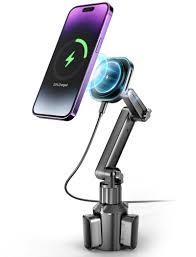 TOPGO Cup Phone Holder Wireless Charger, Magnetic Phone Holder Car Wireless Charger, Fast Charging for iPhone 17/17 Air/17 Pro/17 Pro Max, Galaxy  Black