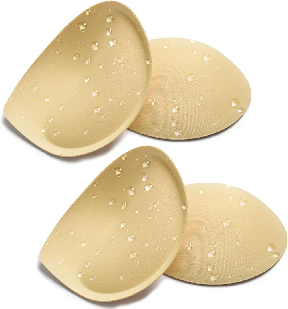 Nimiah Super Thick Push-up Inserts - Waterproof Breast Enhancer Add Cleavage in Swimsuits Sports Tops 2 Pairs Sew in Bra Cup (Beige)