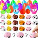 Niurewan 30Pcs Easter Eggs with Pull Back Car Toys,Mini Little Animal Vehicles Car Toys for Toddler Boy Girl,Plastic Easter Eggs Filler Gift for Goodie Bag Fillers