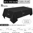 8 Pack Black Tablecloths 60 x 102 Inch Rectangular Tablecloths for Rectangle Tables 6ft, Wrinkle Resistant Black Tablecloth Washable Polyester Fabric for Buffet Wedding Party Banquet