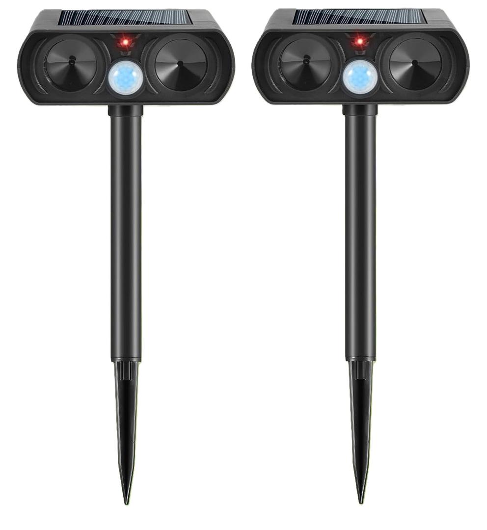 Pack of 2 2025 Ultrasonic Animal Repellent Cat Repellent Outdoor Solar Animal Repeller with Motion Detection Waterproof Deer Repellent Device to Repel Raccoon Rabbit Squirrel Skunk Repellent for Yard