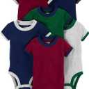 Simple Joys by Carter's Baby-Boys 6-Pack Short-Sleeve Bodysuit (Burgundy/Green/Navy), 24 months