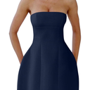 YMDUCH Womens Sexy Strapless Tube A-line Mini Dress Club Party Short Prom Dress S
