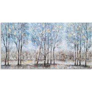 NdcSkyArt Forest Canvas Wall Art - Hand Painted Textured Abstract Tree Paintings with Gold Foil for Modern Dcor