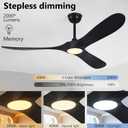52 In Ceiling Fan with Light and Remote, 6-Speed Dimmable Outdoor Ceiling Fan, High CFM Quiet 3 Blade Wood Ceiling Fan, Modern Propeller Ceiling Fan for Outdoor Indoor Patio Porch (Black)