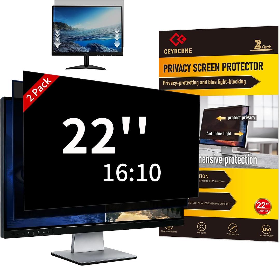 [2 Pack] 22 Inch Computer Monitor Privacy Screen, Blue Light Filter