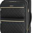 BAGSMART Softside Expandable Luggage Airline Approved with Spinner Wheels, 20 Inch Carry On Luggage 22x14x9 with TSA Lock, Quilted Rolling Suitcases for Women, Black