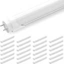 JESLED 4FT LED T8 Type A+B Tube Lights, 24W(65W Equiv.), 3200LM, 6000K, Single or Double End Powered, Plug and Play or Ballast Bypass, 4 Foot T10 T12 Bulbs Replacement, Frosted(25-Pack)