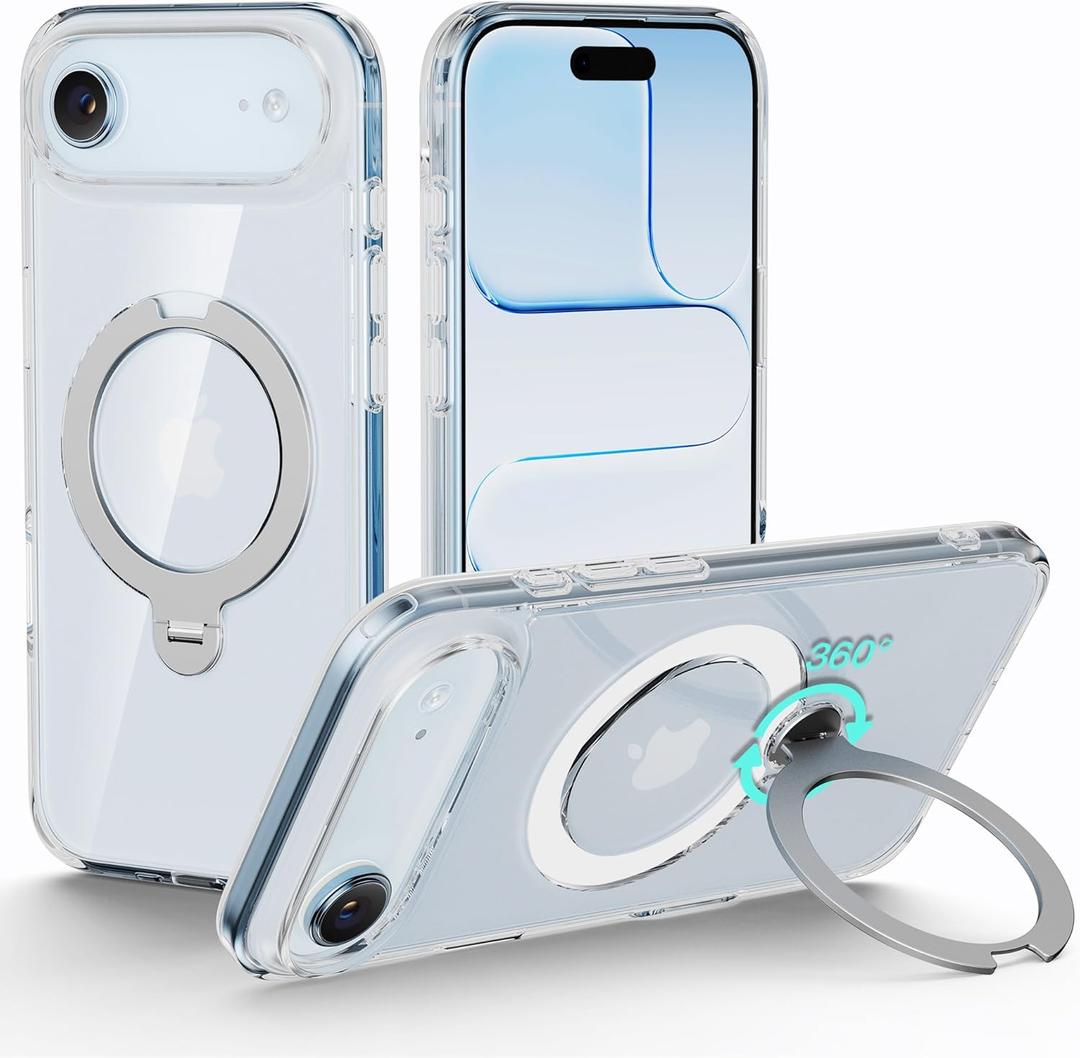 Flex Stand Case for iPhone Air, 360 Rotatable Kickstand, MagSafe Compatible, Slim Protective Cover, Shockproof (Clear)