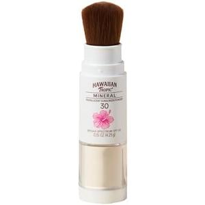 Hawaiian Tropic Mineral Powder Sunscreen Brush SPF 30 | Beach Essentials, Zinc Oxide Mineral Sunscreen Powder SPF, Face Sunblock Travel Size, Brush On Sun Screen Protector for Face and Body, 0.15oz EXP. 09/2027