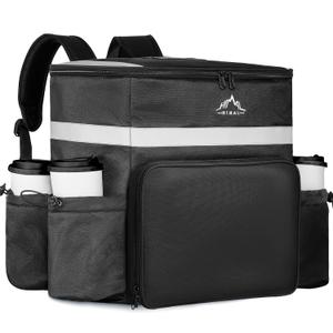 GoHimal Food Delivery Backpack, insulated delivery bags for Delivery Bike, Large Pizza Delivery Bag for HOT/COLD with 4 Pockets Reflective Strip for Uber Eat,Camping & Beach (Black)