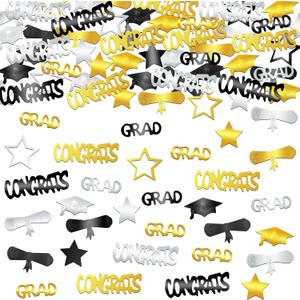 KatchOn, Congrats Grad Graduation Confetti 2025 - Pack of 1000 | Black and Gold Grad Decorations Class of 2025 | Grad Confetti Class of 2025 for Black and Gold Graduation Decorations 2025