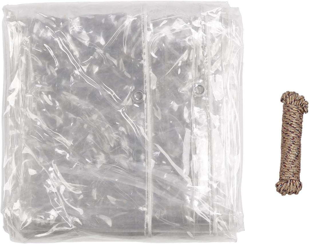 PVC Cloth Heavy Duty Transparent Tarp Resistance Grommet Rope 2.6x4m