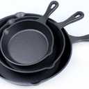 Cast Iron Non-Stick Skillets 3 Packs Fry Pans, 6 Inch, 8 Inch, 10 Inch, Black