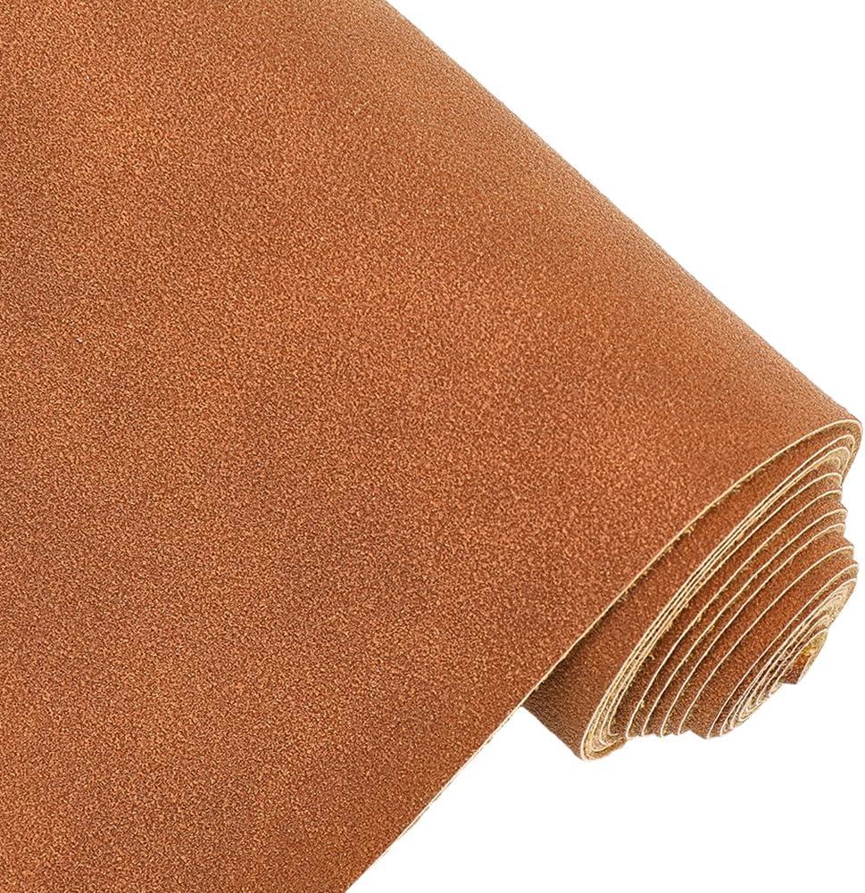 53.5 x 11.8 Inch Brown Frosted PU Leather Sheet 0.7mm Faux Suede Leather Fabric Solid Color Soft Scratch-Resistant Waterproof Synthetic Leatherette Roll for DIY Crafts Upholstery Furniture