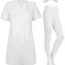 Hercicy Nurse Dress Costume Set for Women White Short Sleeve Medical Lab Coat Nurse Cap Footed Pantyhose Halloween Cosplay(Classic Style,3XL)
